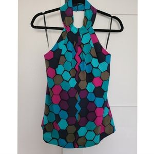 Trina Turk Silk High Neck Halter - Size 4